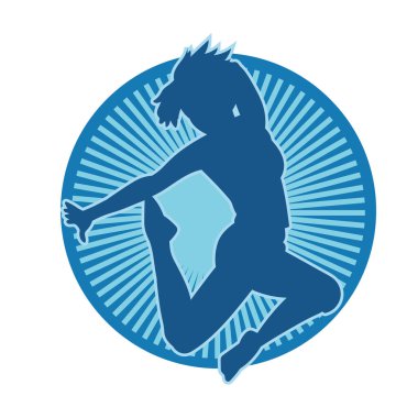 Hareketli bir kadın dansçının silueti. Dans eden zayıf bir kadının silueti..