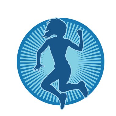 Hareketli bir kadın dansçının silueti. Dans eden zayıf bir kadının silueti..