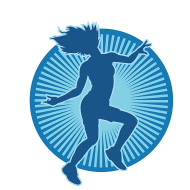 Hareketli bir kadın dansçının silueti. Dans eden zayıf bir kadının silueti..