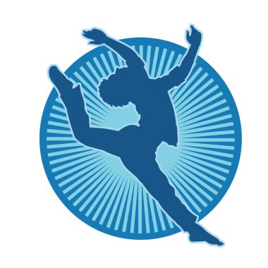 Hareket halindeki bir erkek dansçının silueti. Dans eden zayıf bir adamın silueti..