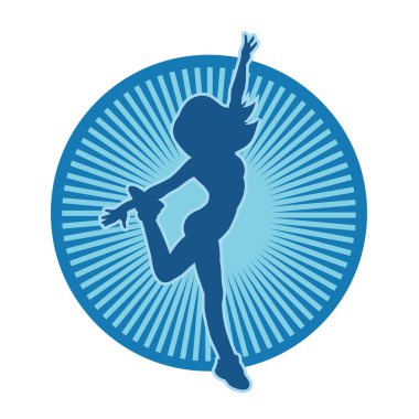 Hareketli bir kadın dansçının silueti. Dans eden zayıf bir kadının silueti..