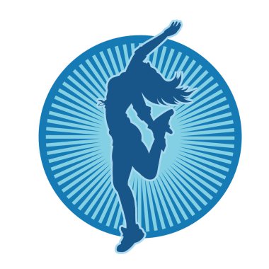 Hareketli bir kadın dansçının silueti. Dans eden zayıf bir kadının silueti..