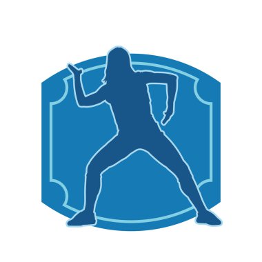 Hareketli bir kadın dansçının silueti. Dans eden zayıf bir kadının silueti..