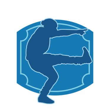 Hareket halindeki bir erkek dansçının silueti. Dans eden zayıf bir adamın silueti..