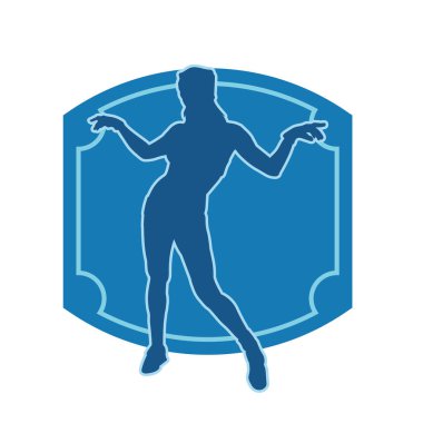 Hareketli bir kadın dansçının silueti. Dans eden zayıf bir kadının silueti..