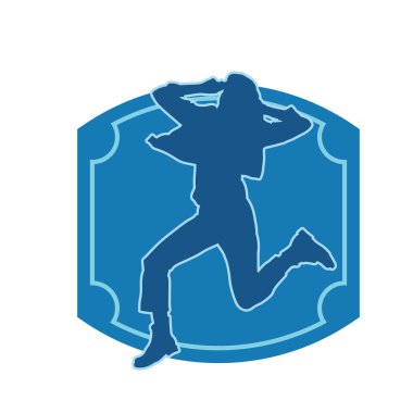 Hareketli bir kadın dansçının silueti. Dans eden zayıf bir kadının silueti..