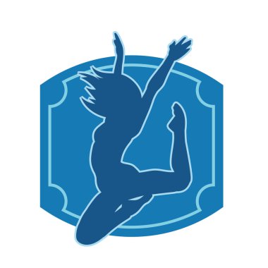 Hareketli bir kadın dansçının silueti. Dans eden zayıf bir kadının silueti..