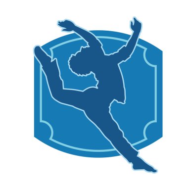 Hareket halindeki bir erkek dansçının silueti. Dans eden zayıf bir adamın silueti..