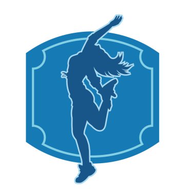 Hareketli bir kadın dansçının silueti. Dans eden zayıf bir kadının silueti..