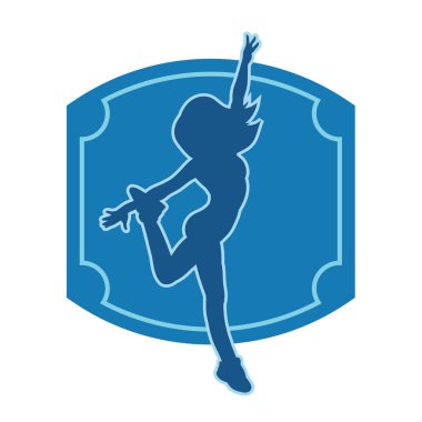 Hareketli bir kadın dansçının silueti. Dans eden zayıf bir kadının silueti..