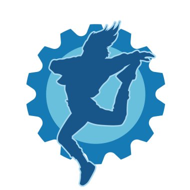 Hareketli bir kadın dansçının silueti. Dans eden zayıf bir kadının silueti..