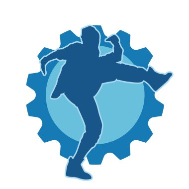 Hareketli bir kadın dansçının silueti. Dans eden zayıf bir kadının silueti..