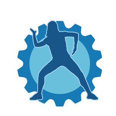 Hareketli bir kadın dansçının silueti. Dans eden zayıf bir kadının silueti..