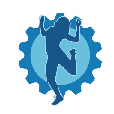 Hareketli bir kadın dansçının silueti. Dans eden zayıf bir kadının silueti..