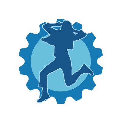 Hareketli bir kadın dansçının silueti. Dans eden zayıf bir kadının silueti..