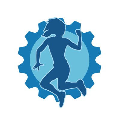 Hareketli bir kadın dansçının silueti. Dans eden zayıf bir kadının silueti..