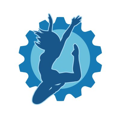 Hareketli bir kadın dansçının silueti. Dans eden zayıf bir kadının silueti..