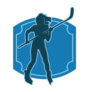 Kadın bir hokey oyuncusunun silueti.