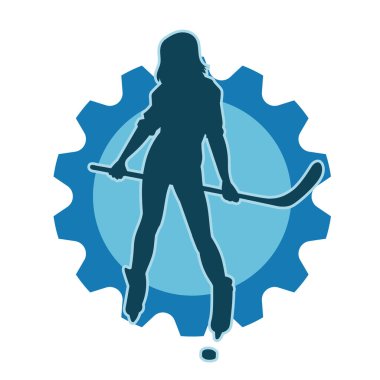 Kadın bir hokey oyuncusunun silueti.