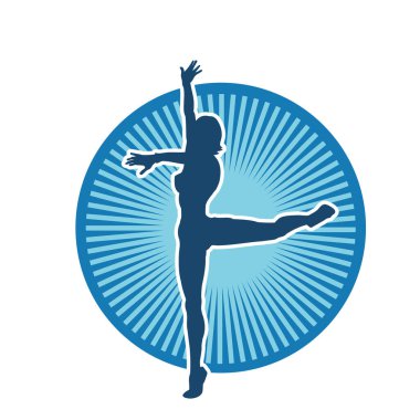 Hareketli bir kadın balerin silueti. Dans eden balerin kızın silueti..