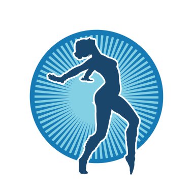 Hareketli bir kadın balerin silueti. Dans eden balerin kızın silueti..