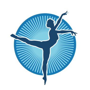 Hareketli bir kadın balerin silueti. Dans eden balerin kızın silueti..