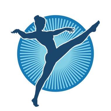 Hareketli bir kadın balerin silueti. Dans eden balerin kızın silueti..