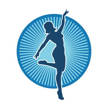 Hareketli bir kadın balerin silueti. Dans eden balerin kızın silueti..