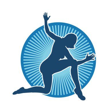 Hareketli bir kadın balerin silueti. Dans eden balerin kızın silueti..