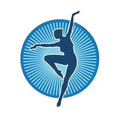 Hareketli bir kadın balerin silueti. Dans eden balerin kızın silueti..