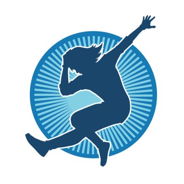 Hareketli bir kadın balerin silueti. Dans eden balerin kızın silueti..