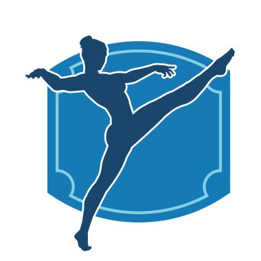 Hareketli bir kadın balerin silueti. Dans eden balerin kızın silueti..