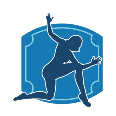 Hareketli bir kadın balerin silueti. Dans eden balerin kızın silueti..