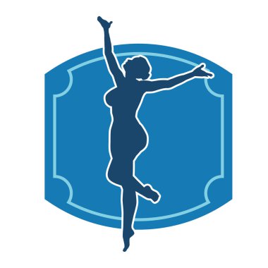 Hareketli bir kadın balerin silueti. Dans eden balerin kızın silueti..