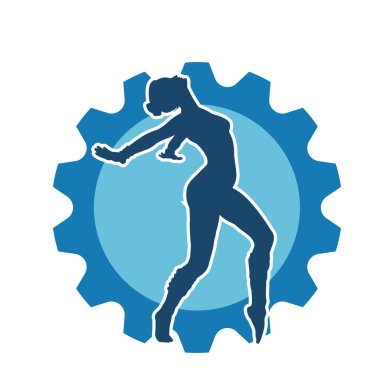 Hareketli bir kadın balerin silueti. Dans eden balerin kızın silueti..