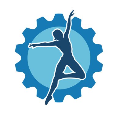 Hareketli bir kadın balerin silueti. Dans eden balerin kızın silueti..