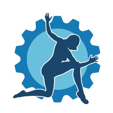 Hareketli bir kadın balerin silueti. Dans eden balerin kızın silueti..