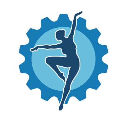 Hareketli bir kadın balerin silueti. Dans eden balerin kızın silueti..