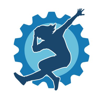 Hareketli bir kadın balerin silueti. Dans eden balerin kızın silueti..