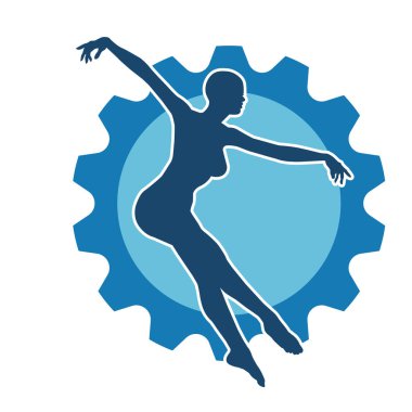 Hareketli bir kadın balerin silueti. Dans eden balerin kızın silueti..