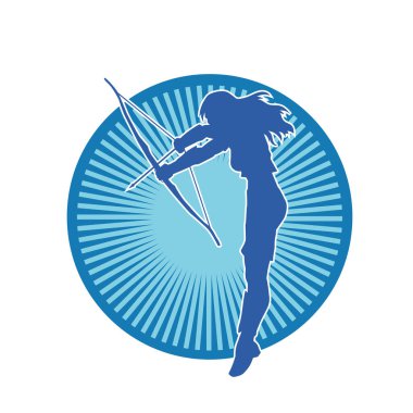 Dişi okçu bir dövüşçünün silueti ok ve yayla pozisyonunu alıyor..