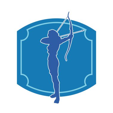 Dişi okçu bir dövüşçünün silueti ok ve yayla pozisyonunu alıyor..