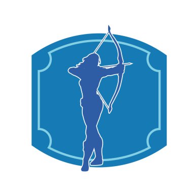 Dişi okçu bir dövüşçünün silueti ok ve yayla pozisyonunu alıyor..