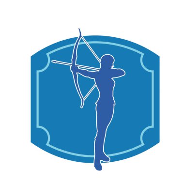 Dişi okçu bir dövüşçünün silueti ok ve yayla pozisyonunu alıyor..