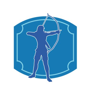 Dişi okçu bir dövüşçünün silueti ok ve yayla pozisyonunu alıyor..