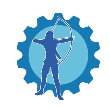 Dişi okçu bir dövüşçünün silueti ok ve yayla pozisyonunu alıyor..