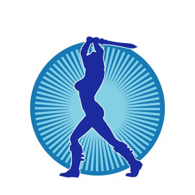 Bir kadın dövüşçünün silueti kılıç taşırken poz veriyor..