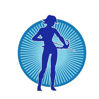 Dişi okçu bir dövüşçünün silueti ok ve yayla pozisyonunu alıyor..