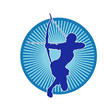 Dişi okçu bir dövüşçünün silueti ok ve yayla pozisyonunu alıyor..