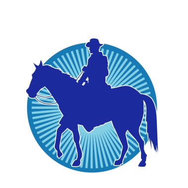 Silhouette of a cowboy riding a horse in action pose clipart